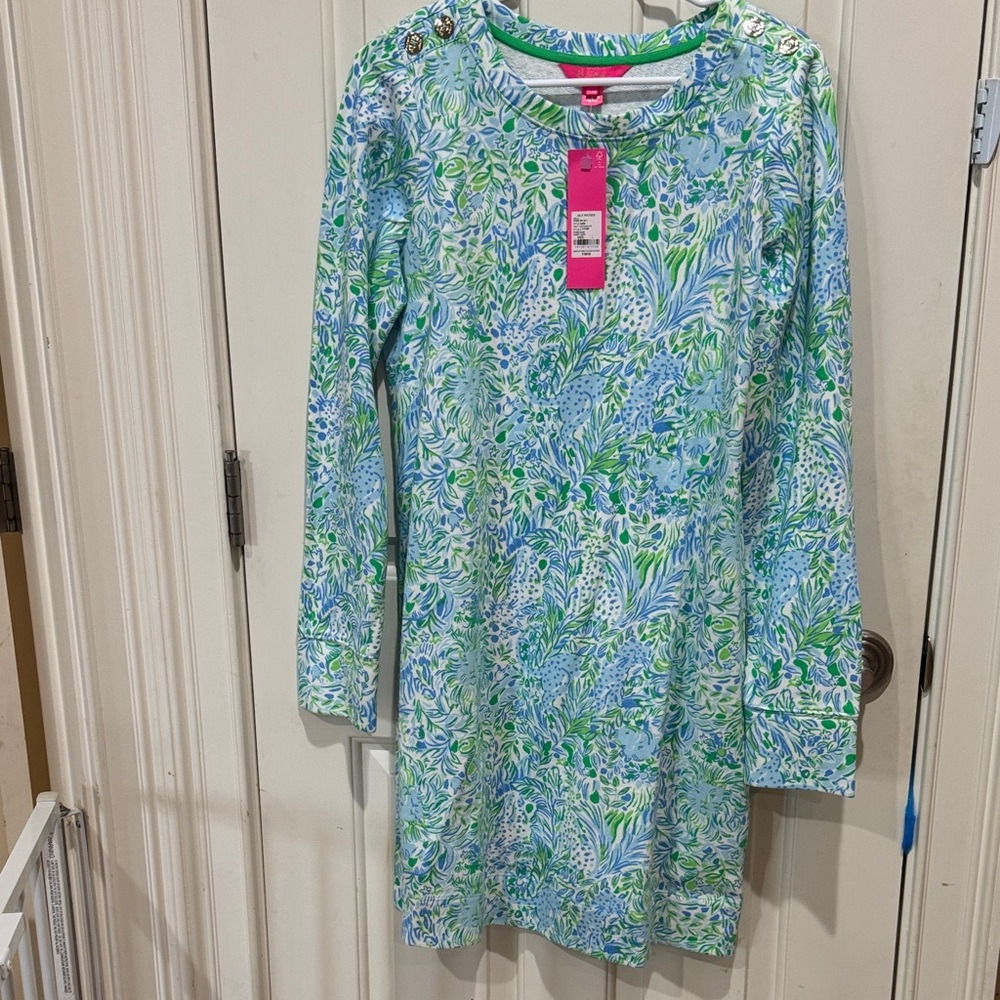 Lilly Pulitzer Blue and Green Long Sleeve Dress